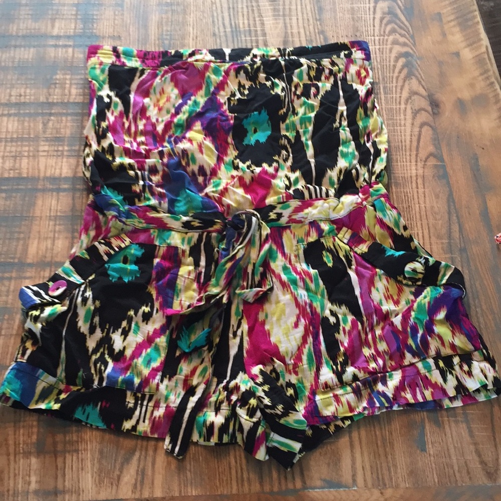 Printed Strapless Romper